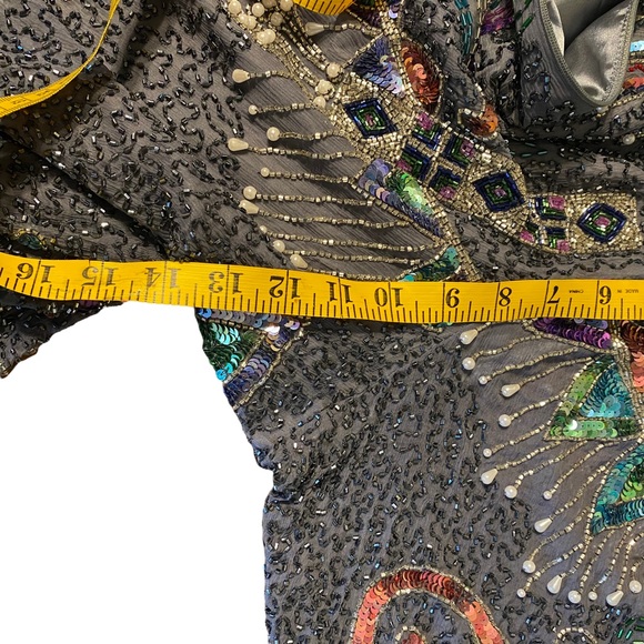 Vintage Beaded Bling Sequin Silk Fertlity Top - Picture 9 of 14